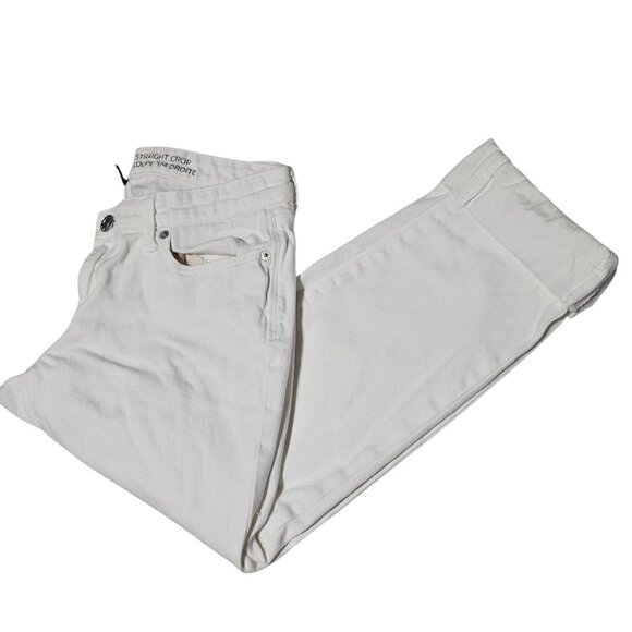 Gap Straight Crop Jeans Womens Size Rise 4 Low Rise White Denim Pants Cuffed - Picture 1 of 6